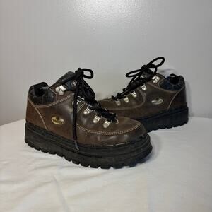 VTG Skechers Jammers 90s Platform Brown Leather Grunge Lace Up Chunky Women 9.5